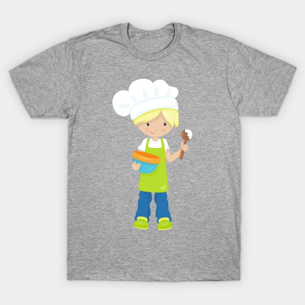 Baking, Baker, Bakery, Apron, Cute Boy, Blond Hair T-Shirt by Jelena Dunčević